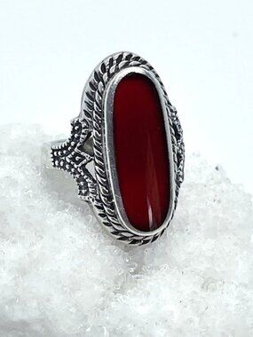 Vintage 1970's Carnelian RING Silver & Palladium US Size 6